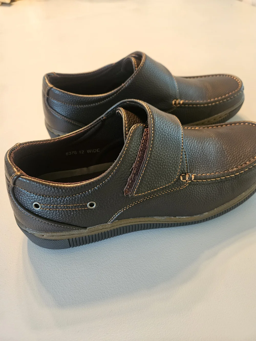 NEW Men's Dark Brown Slip-On Comfort Loafers with Hook & Loop Close Strap